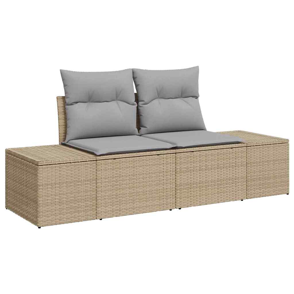 Tuinbank – Buitenbank – Loungeset – Tuinmeubel – Balkonbank – Ruimte voor 5 Personen – Weerbestendig Poly Rattan Met Staal - Beige/Lichtgrijs