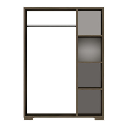 Kledingkast – Garderobekast – Kleerkast – Opbergkast – Dichte Kast – Antraciet – Compact 126x90x30 cm – Stevig Spaanplaat met Kledingstang