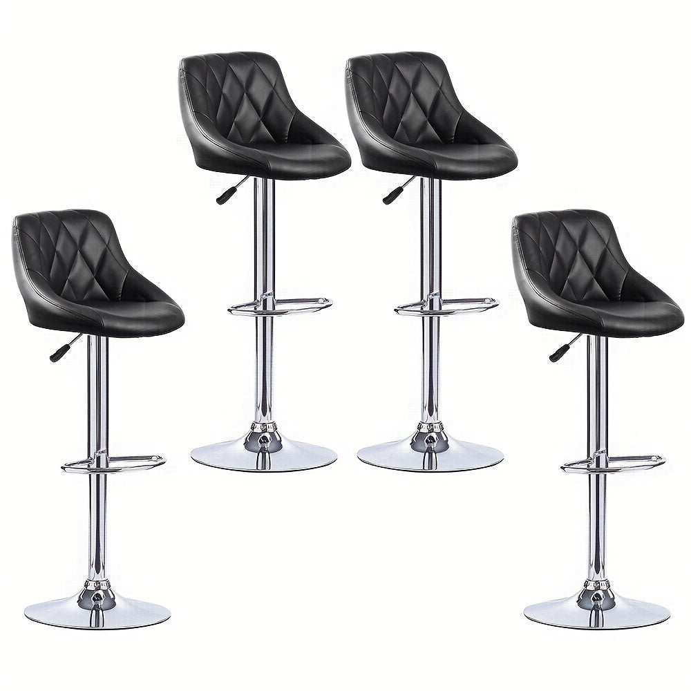 Barkrukken – Barstoelen – Barstoelen Set – Keukenstoelen – Barkrukken Set van 4 – Verstelbaar Hoogte 53-73 cm – 360° Draaibare Kunstleren Ovale Zitting – Ergonomische Rugleuning met Voetensteun – Metaal Frame – Zelfmontage