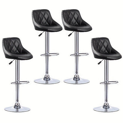 Barkrukken – Barstoelen – Barstoelen Set – Keukenstoelen – Barkrukken Set van 4 – Verstelbaar Hoogte 53-73 cm – 360° Draaibare Kunstleren Ovale Zitting – Ergonomische Rugleuning met Voetensteun – Metaal Frame – Zelfmontage
