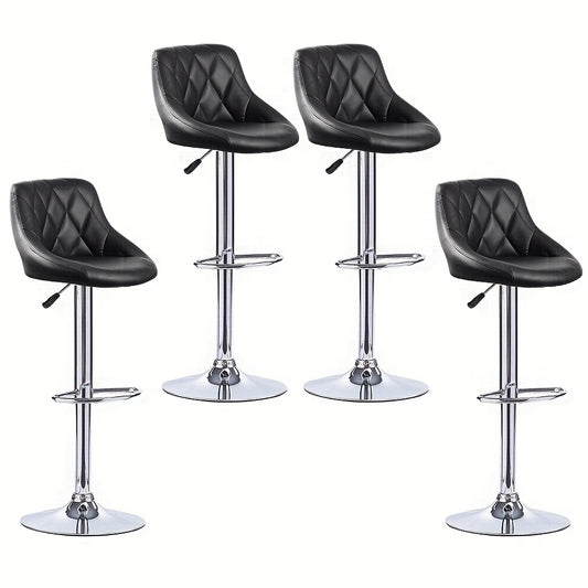 Barkrukken – Barstoelen – Krukken – Hoge Stoelen – Draaistoelen – Set Van 4 – PU Kunstleer – Verstelbare Zithoogte 85-105 cm