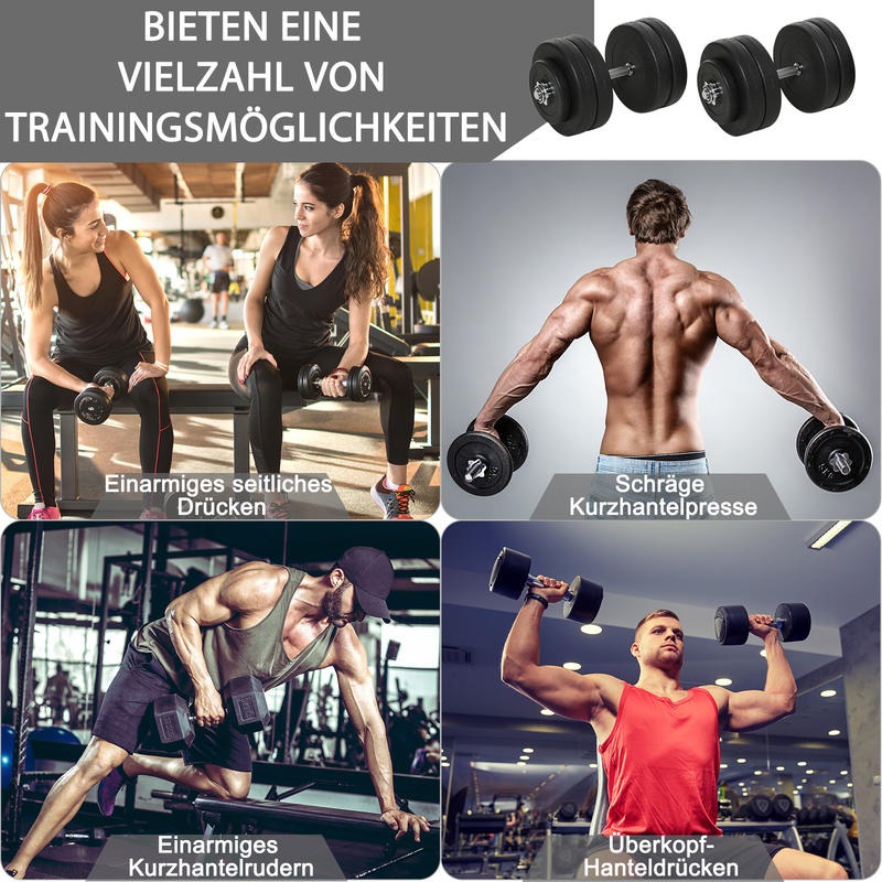 Verstelbare Dumbbell Set – Gewicht Dumbbells – Halterset – Home Gym Gewichten – Crosstraining Gewichten – 2 x 25 kg – Plastic Coating & Vloerbescherming