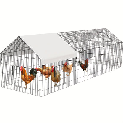 Portable Poultry Cage Measuring 3.3meter×101.6cm×101.6cm with a Waterproof Cover, Designed As a Chicken Run for Outdoor Use, Suitable for Various Farm Animals Like Rabbits And Ducks.