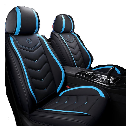 Autostoelhoezen Set – Stoelhoezen Auto – Beschermhoezen – Autostoelbekleding – Universele Stoelhoezen – Waterafstotend PU Leer – Comfortabele Schuimvulling – 6-Zits Zwart Blauw