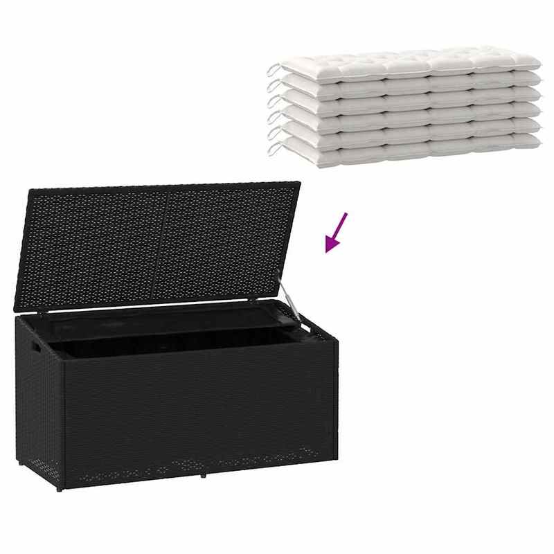 Opbergbox Tuin – Tuinkussenbox – Tuinkist – Kussenbox – Tuinbank – Zwart – Geweven Resin – Ruime Opbergruimte 110x50 cm – Duurzaam Weerbestendig Design