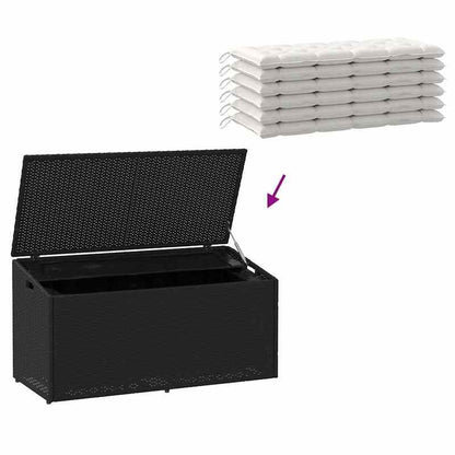 Opbergbox Tuin – Tuinkussenbox – Tuinkist – Kussenbox – Tuinbank – Zwart – Geweven Resin – Ruime Opbergruimte 110x50 cm – Duurzaam Weerbestendig Design