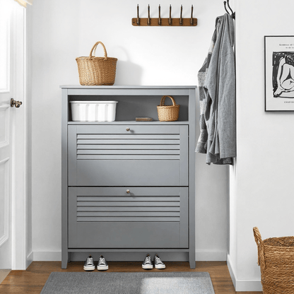 Schoenenkast – Schoenenrek – Schoenenopberger – Schoenenkast – Opbergkast – 2 Kleppen – Compact 80x108x25 cm – MDF & Spaanplaat Wendbaar