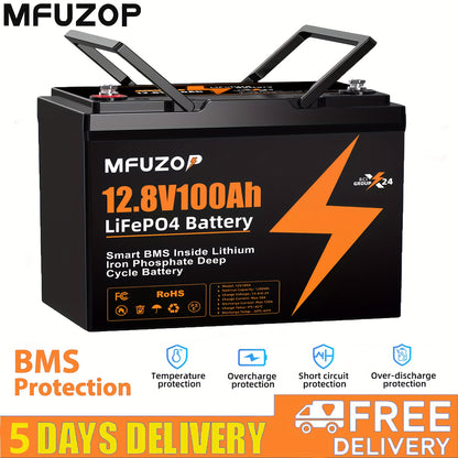12V 100Ah LiFePO4 Accu – Lithium Batterij – Camper Accu – Boot Accu – Off-Grid Accu – Slimme Beveiliging – Lichtgewicht & Onderhoudsvrij