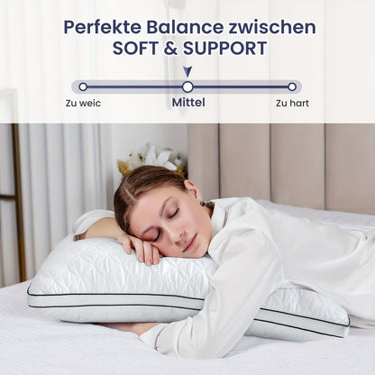 Kussen Set – Slaapkussen – Hoofdkussen – Neksteun Kussen – Slaapcomfort Kussen – 2 Stuks 40x80 cm – Zacht en Ademend – Wasbaar en Ondersteunend