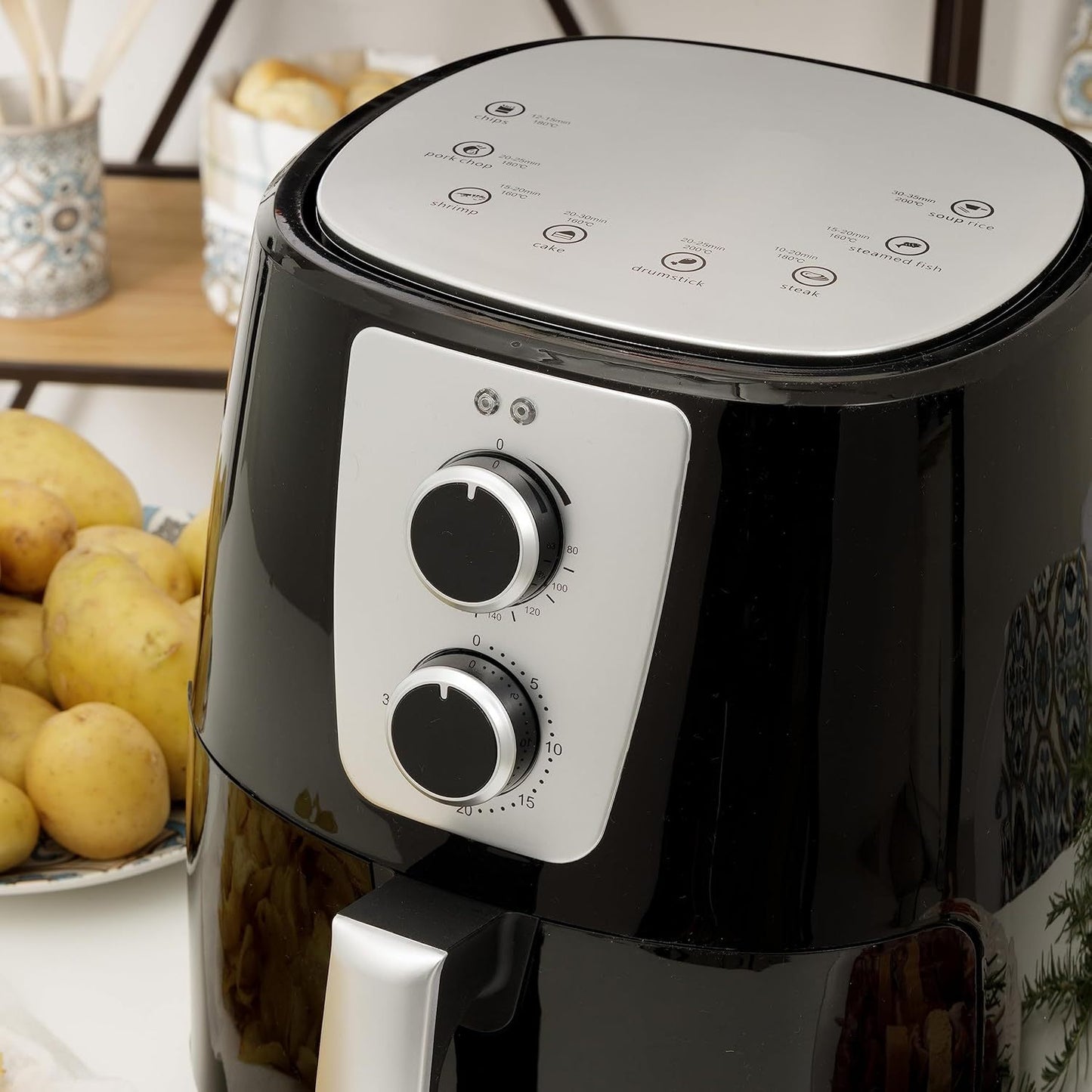 Airfryer – Heteluchtfriteuse – Luchtfriteuse – Airfryer Oven – Friteuse – 5,2 Liter Inhoud – Instelbare Thermostaat Tot 200°C