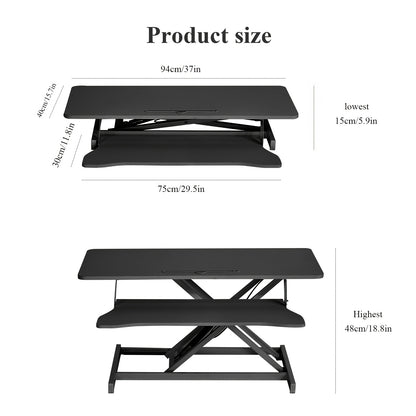 Bureauverhoger – Bureaustandaard – Monitorverhoger – Bureau-opzet – Zit-sta bureau – Verstelbare hoogte 15-48 cm – Stabiel metalen frame 17 kg draagkracht – Zwart