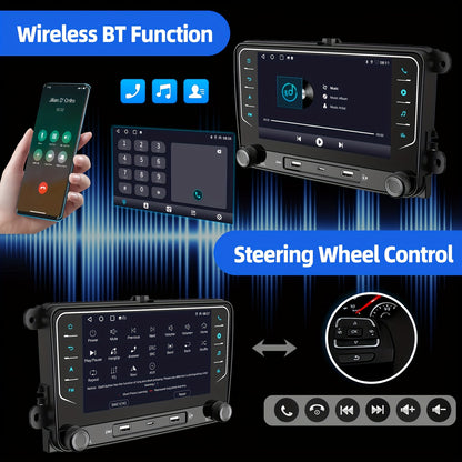 Autoradio – Multimedia Unit – Car Stereo – Navigatiesysteem – Touchscreen Radio – 7 Inch IPS Display – Android 14 Systeem – Inclusief Achteruitrijcamera en Microfoon