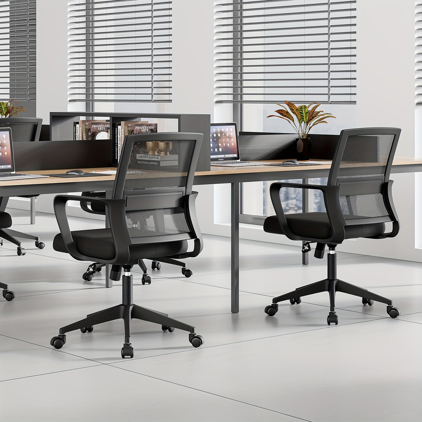 Bureaustoel – Ergonomische Stoel – Office Chair – Computerstoel – Kantoorstoel – Memory Foam Zitting – Verstelbare Lendensteun – 360° Draaibaar – Mesh Rugleuning – Metalen Frame – Zwart