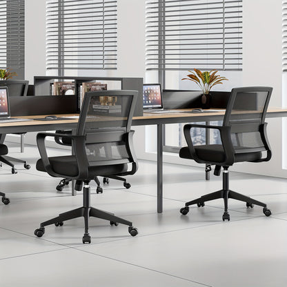 Bureaustoel – Ergonomische Stoel – Office Chair – Computerstoel – Kantoorstoel – Memory Foam Zitting – Verstelbare Lendensteun – 360° Draaibaar – Mesh Rugleuning – Metalen Frame – Zwart