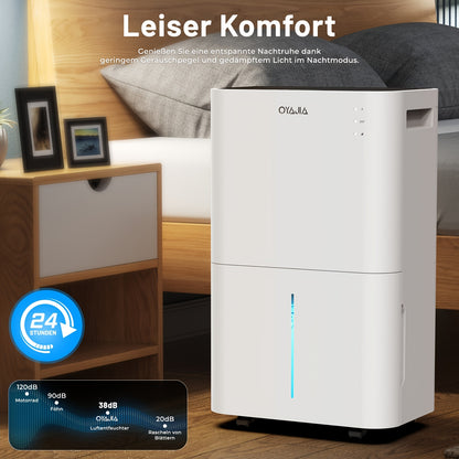 Ontvochtiger – Luchtontvochtiger – Vochtvreter – Aircoontvochtiger – Wit – 20L Capaciteit – App- en Spraakbesturing