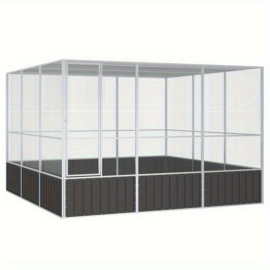 Vogelkooi – Vogelvolière – Papegaaienkooi – Parkietenkooi – Dierenkooi – Gegalvaniseerd Staal – Ruim 302,5x324,5x211,5 cm – Veilig en Comfortabel Anthraciet