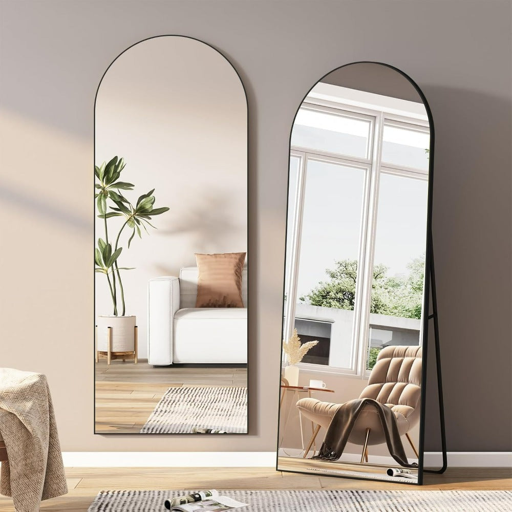 Staande Spiegel – Passpiegel – Vloerspiegel – Hangspiegel – Wandspiegel – 180x80 cm – Zwart Aluminium Frame