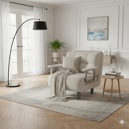 Receptiestoel – Wachtkamerstoel – Bureaustoel – Relaxstoel – Vouwstoel – 4-in-1 Multifunctioneel – Metalen Frame – Verstelbaar In 5 Posities – Afneembare Kunstsuede Bekleding – Off White