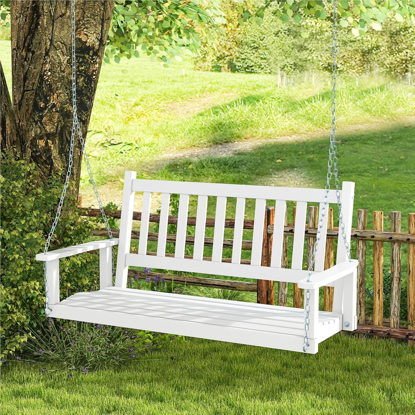 Houten Hangbank – Tuinschommel – Schommelbank – Buitenbank – Hangstoel – 2-Zits Zwaailijst – Draagvermogen 230 kg