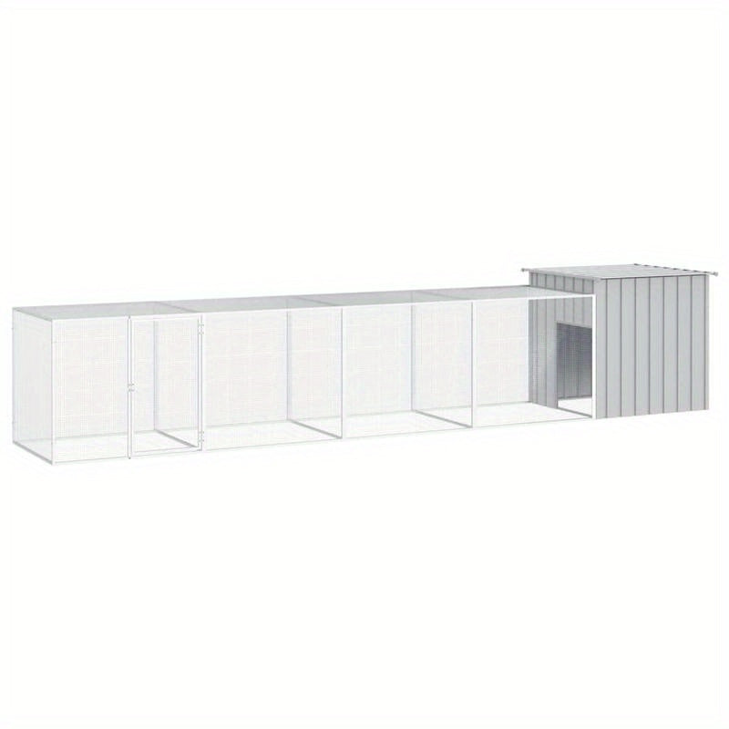 Kippenren – Kippenhok – Kippenkooi – Kippenren Buiten – Kippenren Grijs – Gegalvaniseerd Staal – 500x91x100 cm – Weerbestendig & Stevig
