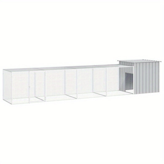 Kippenren – Kippenhok – Kippenkooi – Kippenren Buiten – Kippenren Grijs – Gegalvaniseerd Staal – 500x91x100 cm – Weerbestendig & Stevig