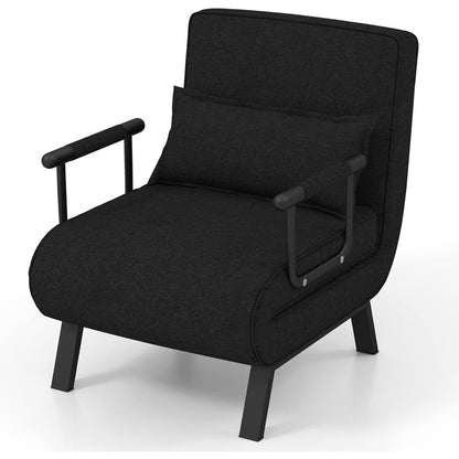 4-in-1 recliner chair, sofa bed with bed function, folding chair with 6-position adjustable backrest, removable cushion, and armrests, weight capacity up to 150kg, guest bed for living room (,  Spacesaving Furniture, Contempo