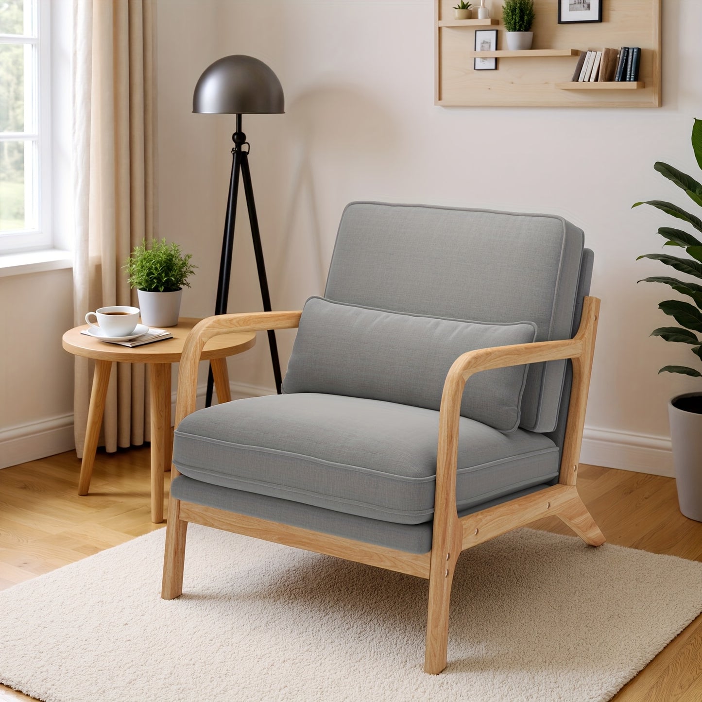 Bureaustoel – Office Chair – Werkstoel – Gaming Stoel – Fauteuil – Ergonomisch Design – Massief Houten Frame – Comfortabele Zitkussen – Grijs