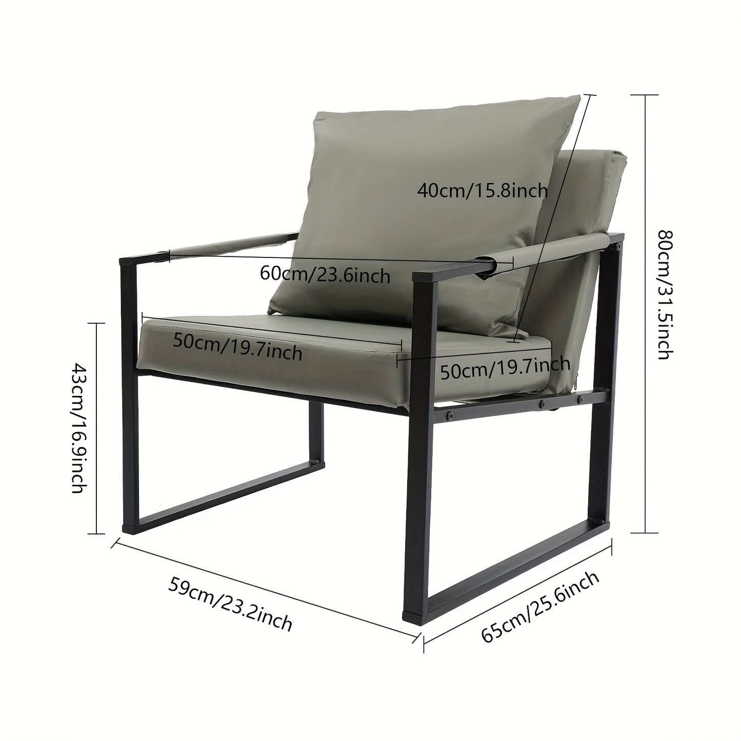Loungestoel – Fauteuil – Relaxstoel – Kamerstoel – Leesstoel – Ergonomisch Design – Stevig IJzeren Frame – Schuimvulling – Zwart