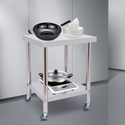 Werktafel – Werkbank – RVS Tafel – Keukentafel – Opbergbank – 60x60 cm – Roestvrij Staal – Draagvermogen 300 kg