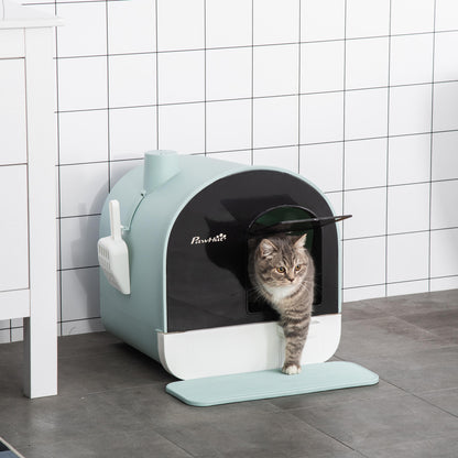 Kattenbakhuis – Kattenbak – Kattenbakhuis – Kattenbakmeubel – Kattenbakombouw – Groen – Afgesloten Met Schommeldeur – Geïntegreerde Lade Met Koolstoffilter