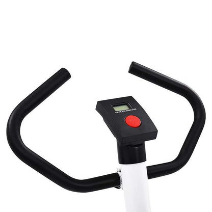 Hometrainer – Fitnessfiets – Indoor Fiets – Soepele Weerstand – Blanco – Compact Ruimtebesparend – Robuuste Stalen Basis