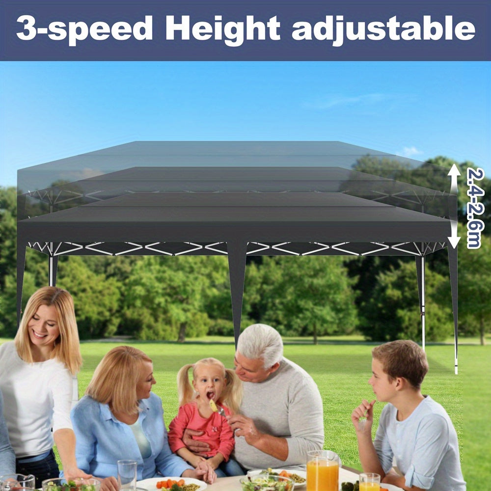 Partytent – Tuinpaviljoen – Paviljoen – Feesttent – Vouwtent – 3x6 Meter – Verstelbare Hoogte – Opvouwbaar Zonder Gereedschap – Antraciet Zonder Zijwanden