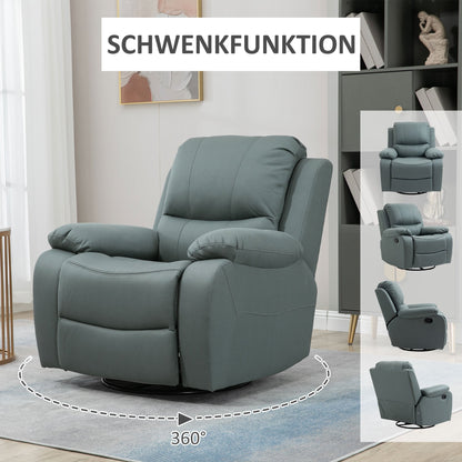 Relaxfauteuil – Relaxstoel – Fauteuil – TV-stoel – Loungefauteuil – Groen Polyester – Verstelbare Rugleuning en Voetensteun – Draaibaar en Schommelend