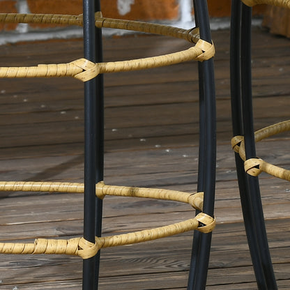 Bijzettafel – Bijzettafeltje – Banktafel – Salontafel – Side Table – Set van 2 – Stapelbaar – Kunststof Rattan – Kaki – Geschikt voor Buitengebruik
