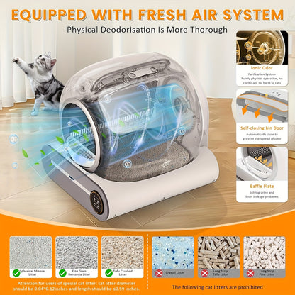 Zelfreinigende Kattenbak – Automatische Kattenbak – Robot Kattenbak – Slimme Kattenbak – App Bediening – Extra Groot 65L + 9L – Geurcontrole & Negatieve Ion Sterilisatie