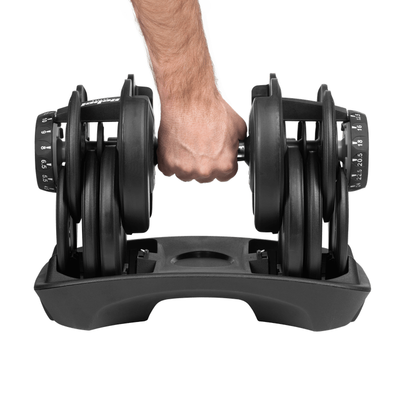 Verstelbare Halter – Dumbbell – Gewicht – Fitnessgewicht – Halterschijf – Gietijzer Met Rubberen Coating – Tot 24 Kg – Ergonomische Grip – Slank Compact Ontwerp