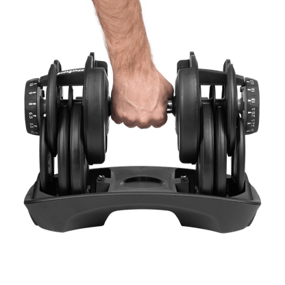 Verstelbare Halter – Dumbbell – Gewicht – Fitnessgewicht – Halterschijf – Gietijzer Met Rubberen Coating – Tot 24 Kg – Ergonomische Grip – Slank Compact Ontwerp