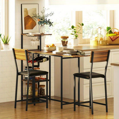 Barset – Barmeubel – Keukentafel – Krukken – Bistroset – Opvouwbare Tafel – Inklapbare Krukken – Stalen Frame – Compact Ruimtebesparend Design
