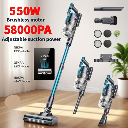 Draadloze Steelstofzuiger – Stofzuiger Zonder Snoer – Steelstofzuiger Handstofzuiger – Snoerloze Stofzuiger – Nieuw – 58 kPa Zuigkracht – 55 Minuten Batterijduur