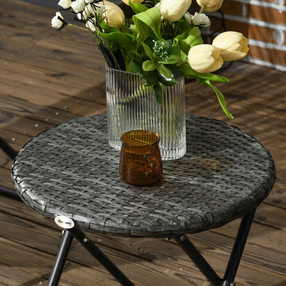 Tuinset – Bistroset – Loungeset – Balkonset – 2 Persoons – Opvouwbaar – Stalen Frame – Weerbestendig – Grijs – Compact & Comfortabel