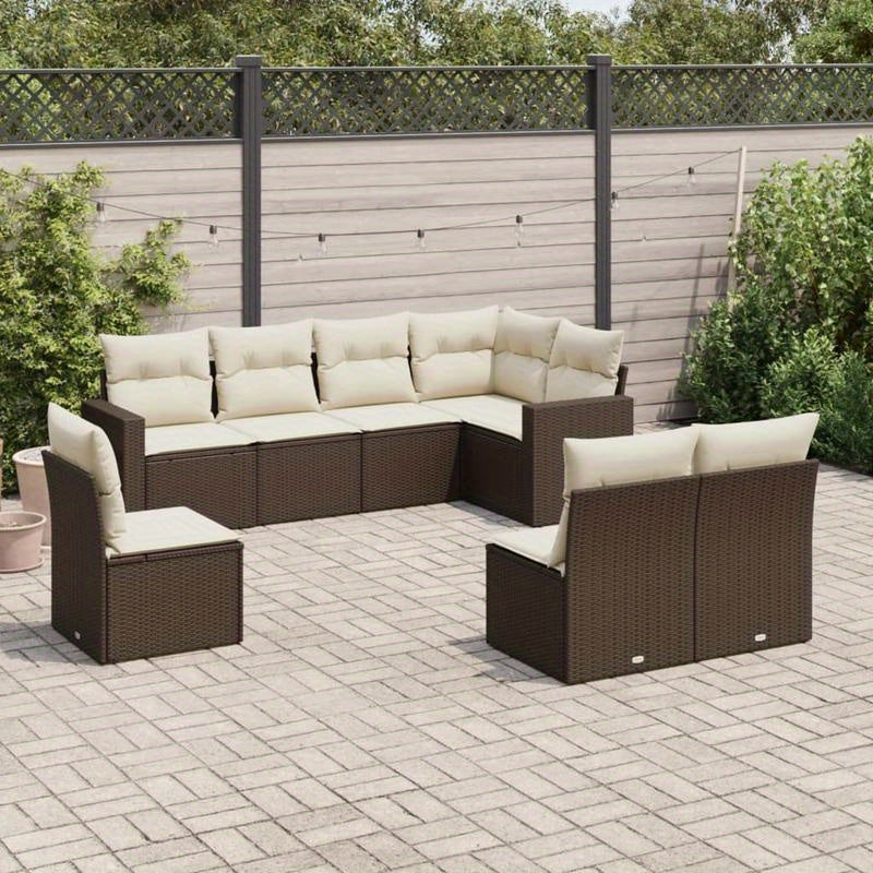High quality outdoor sofaGarden lounge 8pcs with brown resin braided cushions