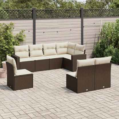 High quality outdoor sofaGarden lounge 8pcs with brown resin braided cushions