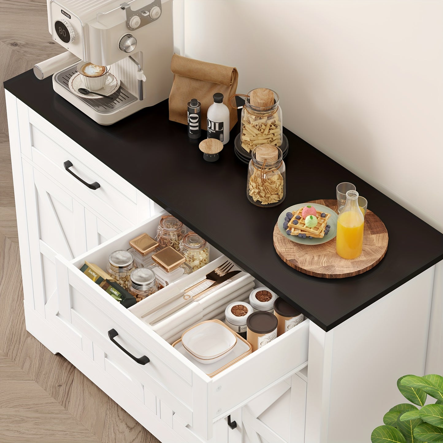 Dressoir – Sideboard – Buffetkast – Opbergkast – Ladekast – Modern Design – 120x40x87 cm – Hout & Spaanplaat