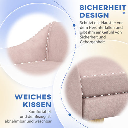 Hondenmand – Hondenbank – Hondenbed – Dierenmand – Huisdierbed – Scandinavisch Design – Afneembaar Kussen – Fluwelen Materiaal – 102x58,5x42,5 cm – Roze
