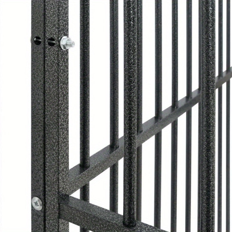 Hondenren – Puppyren – Hondenkennel – Hondenbench – Kennel – 8 Panels – Zwart Gegalvaniseerd Staal – Stevig & Weerbestendig