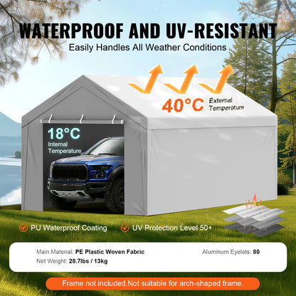 Carport Zeil – Canopy Doek – Carporthoes – Garage Tent Zeil – Vervangingshoes 10x20 ft – Waterdicht PE Materiaal – UV50+ Bescherming