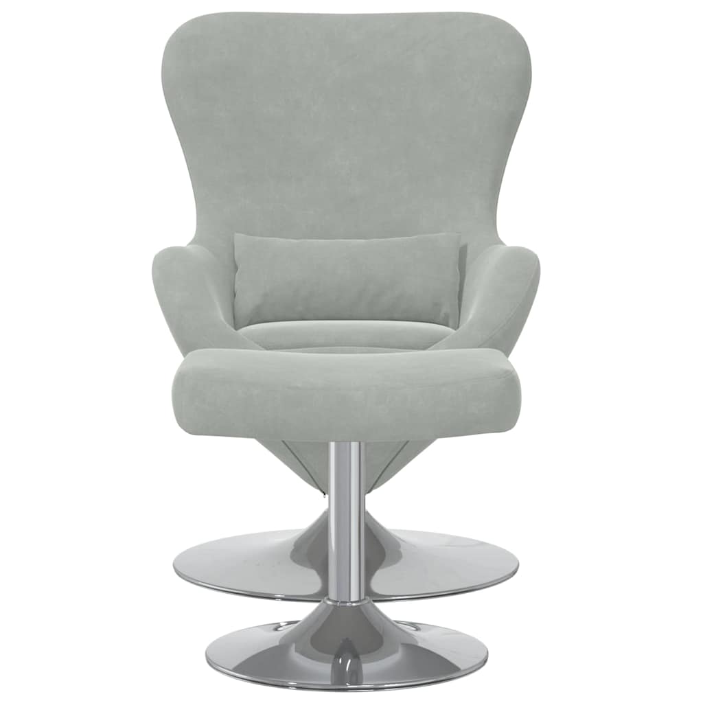 Draaifauteuil – Draaistoel – Relaxfauteuil – Lounge stoel – Zwarte fauteuil – Lichtgrijs Fluweel – Ingebouwde Voetensteun – Ergonomisch Comfort