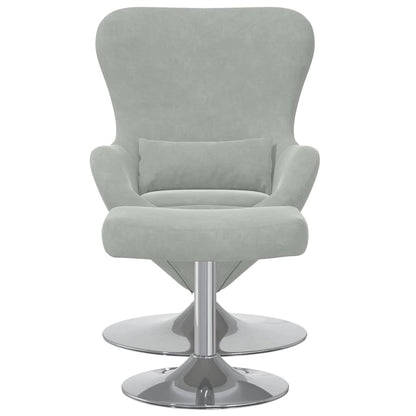 Draaifauteuil – Draaistoel – Relaxfauteuil – Lounge stoel – Zwarte fauteuil – Lichtgrijs Fluweel – Ingebouwde Voetensteun – Ergonomisch Comfort