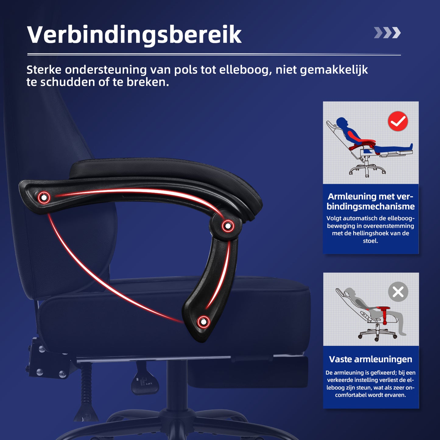 Gaming Chair, Ergonomic, Height-Adjustable, with Footrest, Adjustable Backrest – Ideal for Gaming and Working