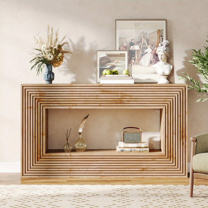 Sidetable – Consoletafel – Wandtafel – Haltafel – Bijzettafel – Rustiek Houten Design – 150 cm Breed – Opbergruimte Met Open Plank